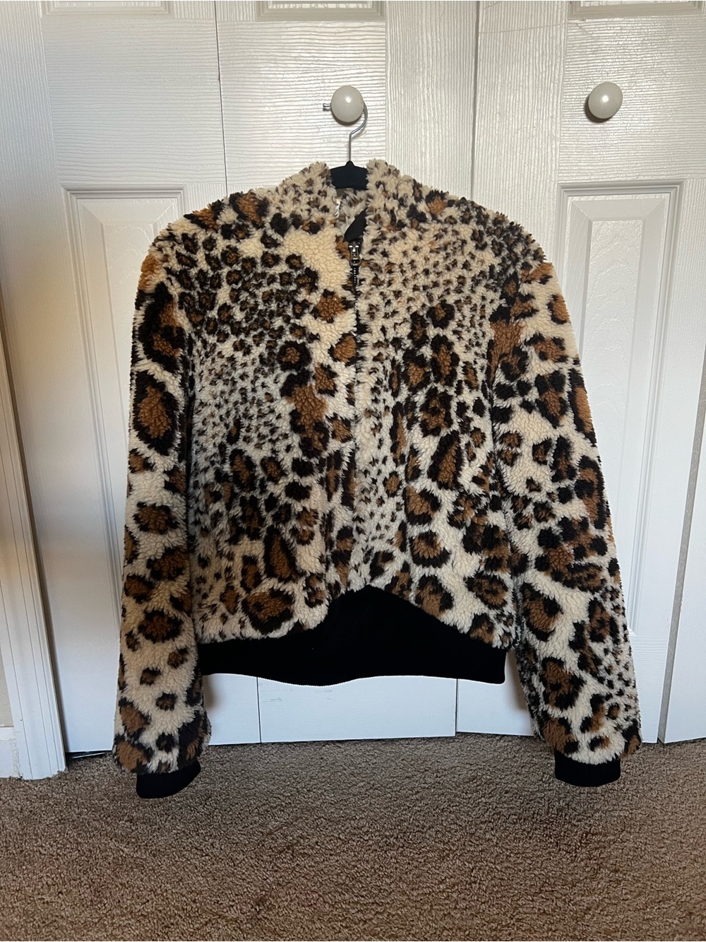 Bella Dahl Leopard Print Faux Fur Bomber Jacket
